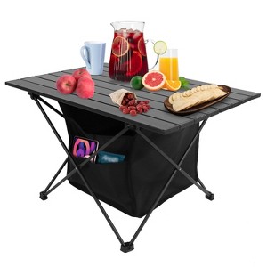 iMountek "Foldable Aluminum Camping Table with Storage Basket & Carrying Bag for BBQ, Picnic, Hiking & Fishing" Large Black Size L - 1 of 4