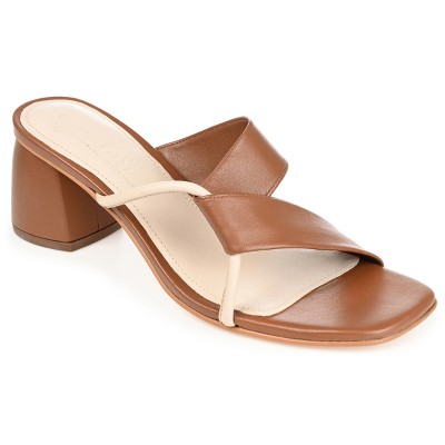 Journee Signature Women's Genuine Leather Jossette Sandals