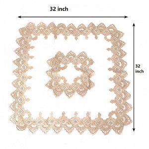 Jiallo Floral Lace Embroidered Cutwork Square tablecloth, 32 inch Square Table Linen Decor, Water Resistance, Machine Wash safe - 1 of 4