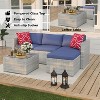Garvee 5 Pieces Patio Furniture Set - Rattan Outdoor Sofa Set with Cushions, Wicker Sectional with Glass Coffee Table & Ottoman - 3 of 4