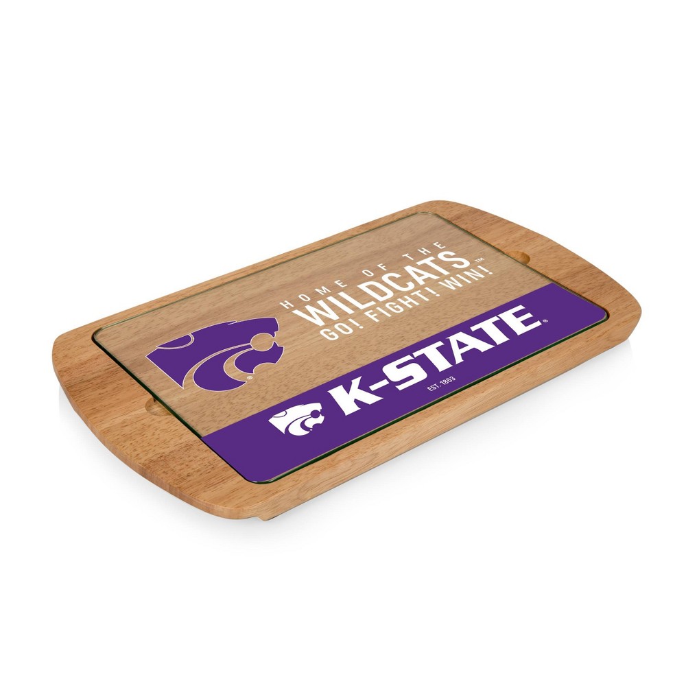 Photos - Serving Pieces NCAA Kansas State Wildcats Parawood Billboard Glass Top Serving Tray