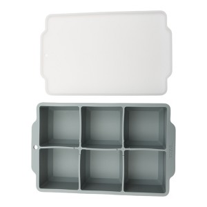 Unique Bargains 6-Cavity Square Ice Tray with Clear Lid Hand Wash Only Silicone 7.09"x4.53"x2.17" 1 Pc - 1 of 3