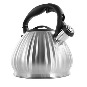 Mr. Coffee Donato 2.5 Quart Stainless Steel Round Whistling Tea Kettle Brushed Chrome - 1 of 4