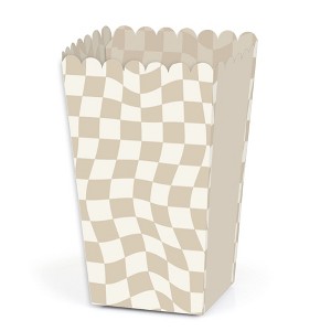 Big Dot of Happiness Tan Checkered Party - Favor Popcorn Treat Boxes - Set of 12 - 1 of 4