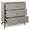 Three Drawer Accent Cabinet Slate Blue - StyleCraft: Geometric Brass Inlay, Modern Storage - 3 of 4