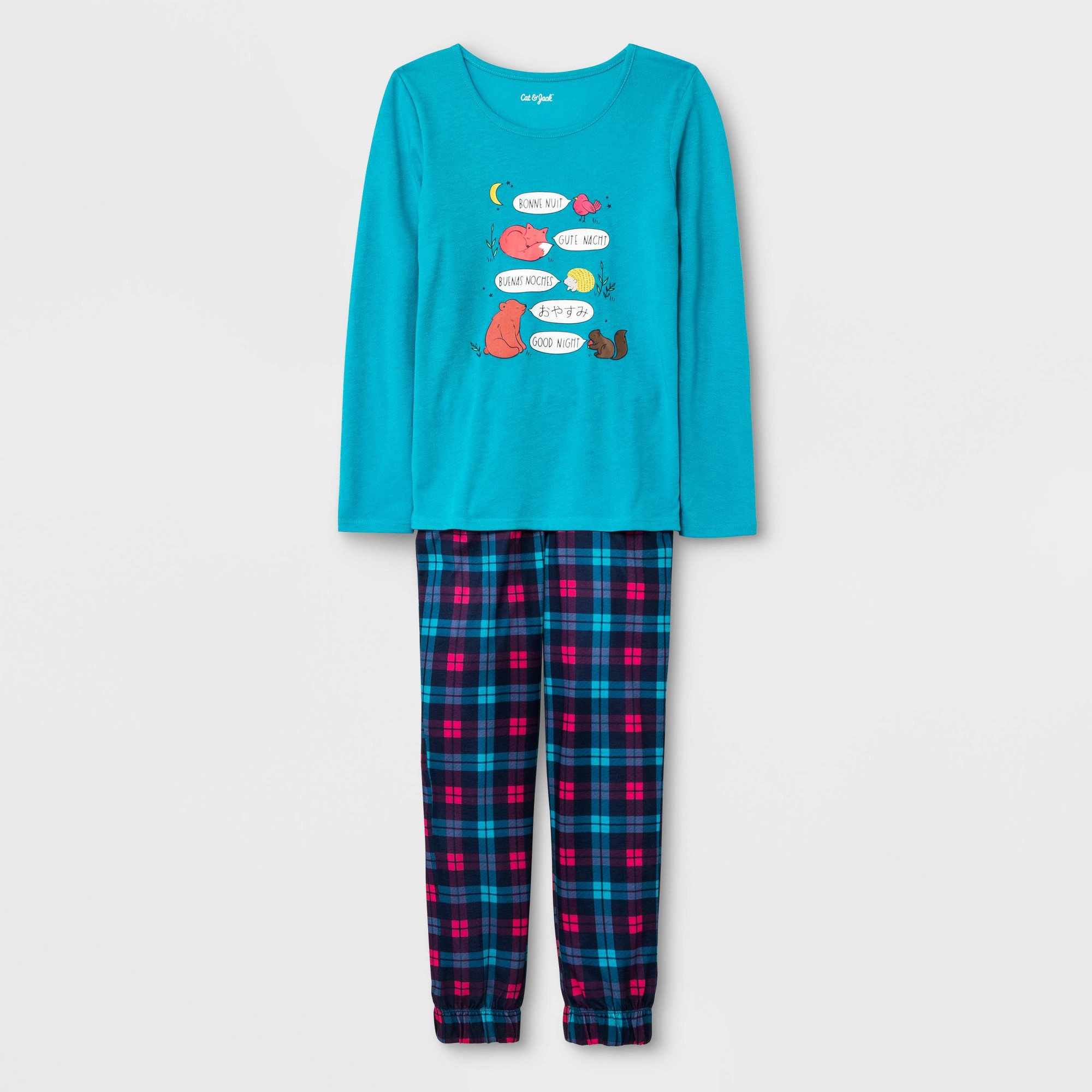 Girls' Pajama Set - Cat & Jack Turquoise L, Girl's, Size: Large