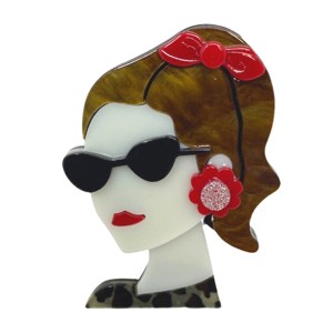 Wrapables Acrylic Fashion Brooch Pin for Sweaters, Coats, Scarves, and Bags, Glamour Girl - 1 of 4