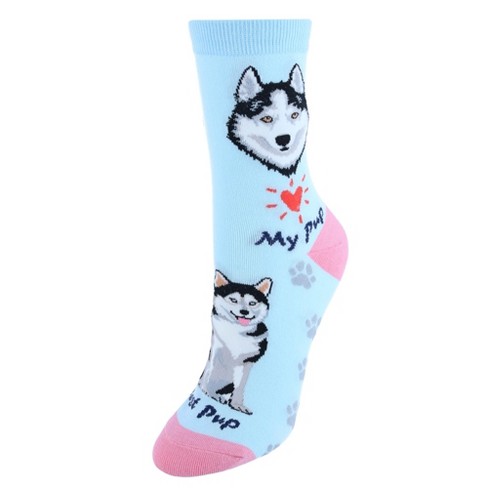 CTM Women's My Pup Crew Novelty Socks, Husky