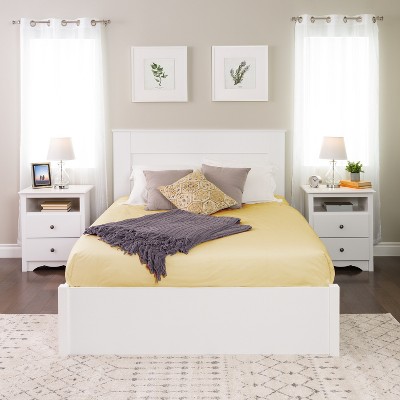White Queen Wood Flat Panel Headboard with Storage