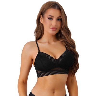 Allegra K Women's Mesh Polka Dot Wireless U Back Adjustable Straps Minimizer Bras