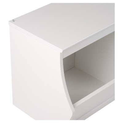 White Stackable 3-Bin Storage Cubby Organizer