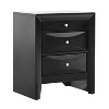 HomeStock Black Nightstand 28x23x17 Contemporary Bedside Table with Three Drawers, Sleek Storage Solution for Modern Bedroom Decor - 3 of 4
