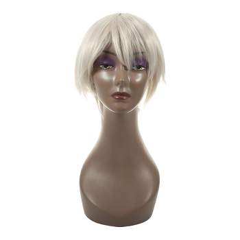 Unique Bargains Wigs for White Women Wigs Women's 12" White with Wig Cap Straight Hair
