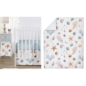 Sweet Jojo Designs Boy, Girl, Unisex/Gender Neutral Baby Crib Bedding Set - Seashells Multicolor 4pc - 1 of 4