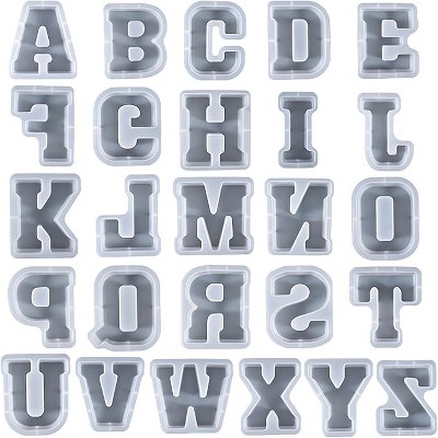 JDICTION 7 Inch Letter Resin Mold - 26 Pack English Alphabet Mold for Resin Casting & Soap Making