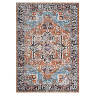 Vintage Floral Medallion Area Rugs for Living Room Bedroom, Washable Retro Accent Throw Carpet for Dining Room