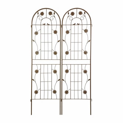 Lirago Brown, 70.86"H * 19.68"W * 0.51"D, 2 pieces, Weatherproof Multi-functional Outdoor Screen - Laser-Cut Galvanized Steel Panel