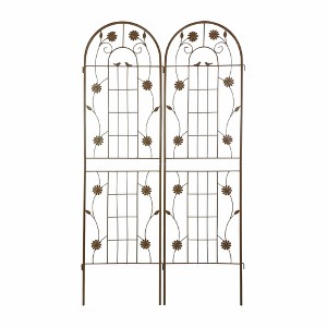 Lirago Brown 2 pieces Weatherproof Multi-functional Outdoor Screen-Laser-Cut Galvanized Steel Panel 70.86"H * 19.68"W * 0.51"D - 1 of 4