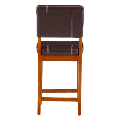 Milano 24" Medium Walnut and Dark Brown Faux Leather Counter Stool