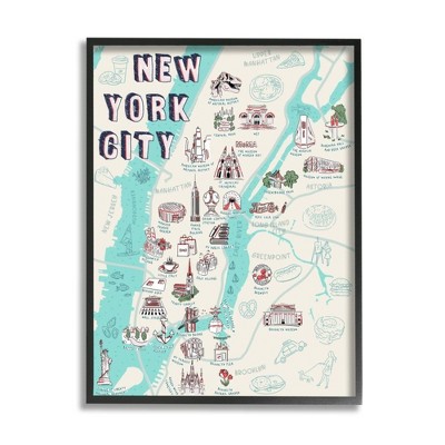 Stupell Industries New York City Landmark Map Local Tourist Attractions