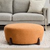 Lyngins Boucle Round Ottoman with Solid Rubber Wood Legs, Comfortable Foot Stool, Farmhouse Ottoman Bench/Foot Stool for Living Room - 3 of 4