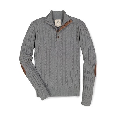 Hope & Henry Mens' Half Zip Pullover Sweater with Elbow Patches