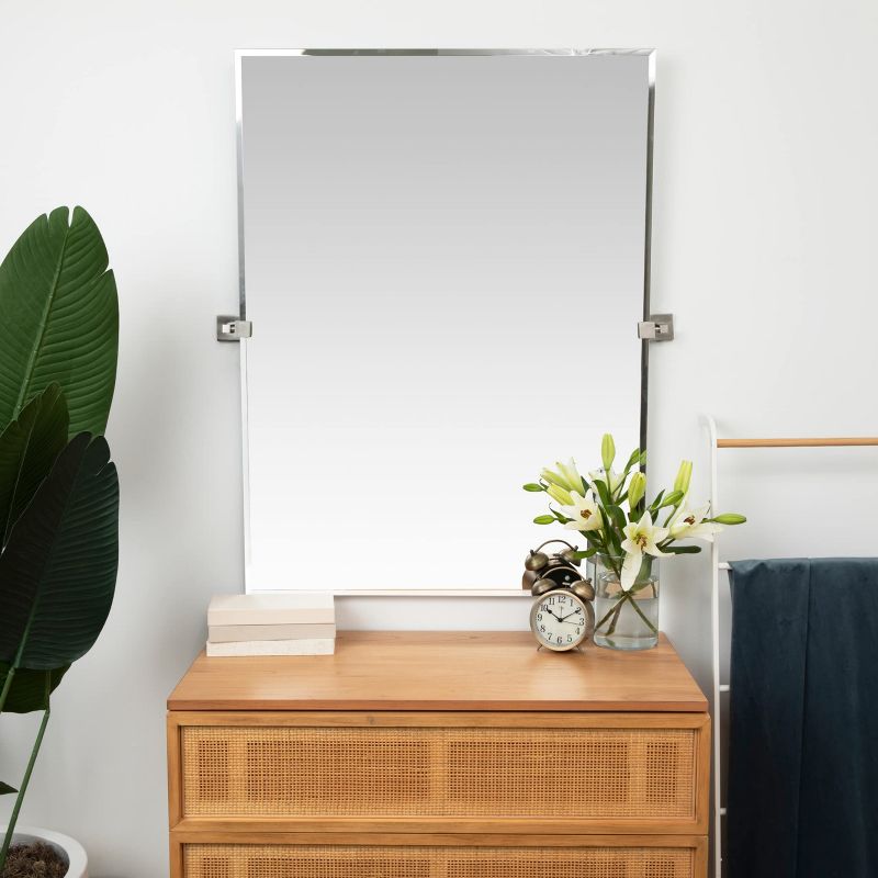 Hamilton Hills 20" X 30" Rectangle Pivot Wall Mirror Including Brushed Gold Squared Wall Brackets, 2 of 7