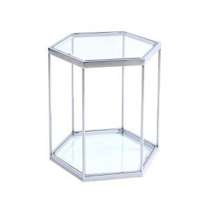 NicBex Modern 16.5" High Hexagon Coffee Table with Tempered Glass Top and Steel Frame for Living Room and Bedroom - 1 of 4