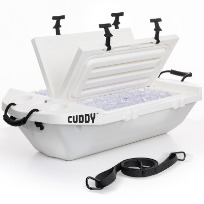 Costway 55 Quart Cooler Portable Ice Chest w/ Cutting Board Basket for Camping White