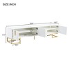 VYNXARIA Modern TV Stand for TVs Up to 80 inches with Metal Legs and Gold Handles Media Console with Cabinets and Adjustable Shelves in White - 3 of 4