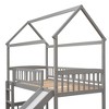 NicBex Twin Size Bunk Bed House Shape Loft Bed Pine Bed Frame with Full Length Guardrail, Slide and Ladder, No Box Spring Required - 4 of 4