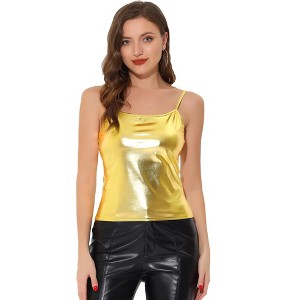INSPIRE CHIC Women's Metallic Sleeveless Regular Fit Party Holographic Camisoles - 1 of 4