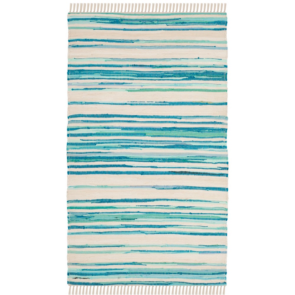 2'x3' Stripe Woven Accent Rug Ivory/Green - Safavieh