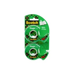 Scotch Magic Tape, Holiday Gift Wrap Supplies, 0.75"x 600" 2 Tape Rolls with Dispensers - 1 of 4