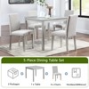 MAYEERTY 5-pc Wooden Dining Set - Square Table, 4 Upholstered Chairs & Crystal Deco, Silver Grey - Modern Home - 4 of 4