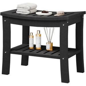 Bathroom Shower Bench with Storage - HDPE Waterproof Seat Stool - Stable Shower Chair for Bathtub and Spa - 1 of 4