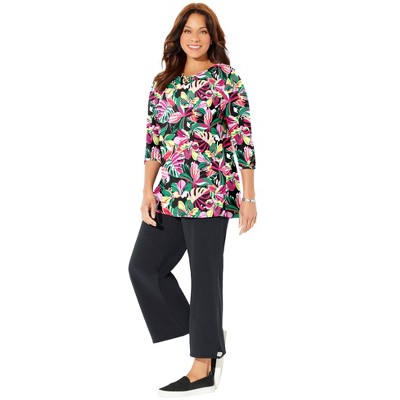 Catherines Women's Plus Size Suprema Crisscross Pullover Tee