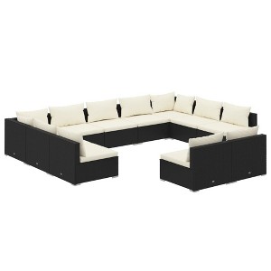 vidaXL Garden Lounge Set Black, Cream - 1 of 4