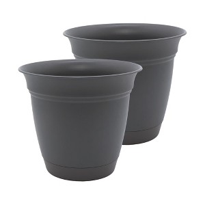 The HC Companies 10 Inch Eclipse Round Planter Pots with Drainage Holes &  Attached Saucer, Lightweig : Target
