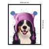 Amanti Art 23"x28" Bernese and Bobble Hat by Fab Funky Framed Canvas Wall Art Print - 4 of 4