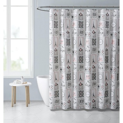 Eiffel Tower With Bridge Paris France Bathroom Fabric Shower Curtain Set 71Inch 
