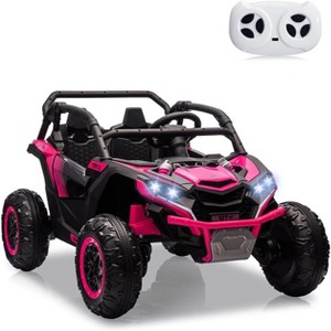 24V Kids Ride On Utv,2-Seater 4WD Electric Truck with Sun Shade, Remote Control, Led Lights, 4 Shock Absorbers - 1 of 4