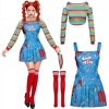 Joyfy Women's Halloween Costume Dress Creepy Doll Killer Costume Outfits with Top&Suspender Skirt&Knee-high Stockings for Adult Cosplay Party - 4 of 4