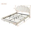 Queen Bed Frame And Headboard,Bed Floating With Led Lights,Velvet Fabric Bed,Elegant Floral Headboard-Cuddlewood - 4 of 4