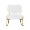 CAVINAS Bean Bag sofa Lazy Sofa, Suede Material Cushioned Rocking Chair, Cushioned Seat, White Rocking Chair with Backrest and Golden Metal Legs - 3 of 4
