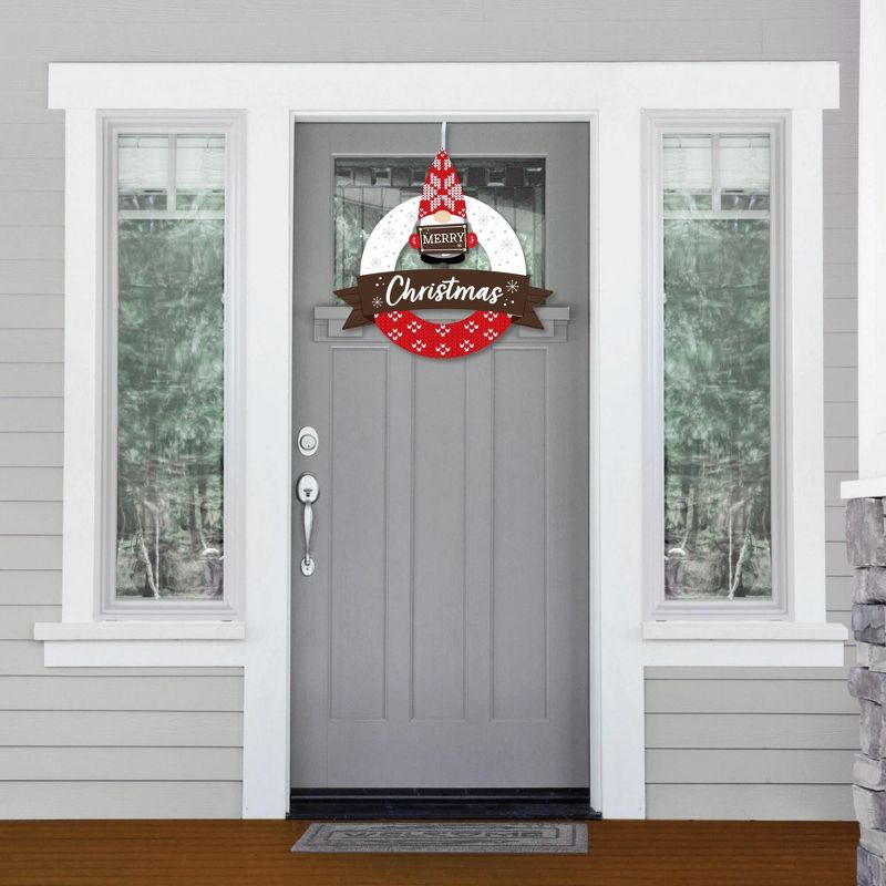 Big Dot of Happiness Christmas Gnomes - Outdoor Holiday Party Decor - Front Door Wreath, 2 of 9