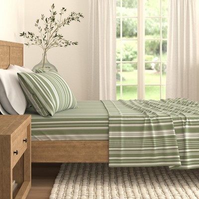 Stripe Print Brushed Microfiber Sheet Set - Great Bay Home