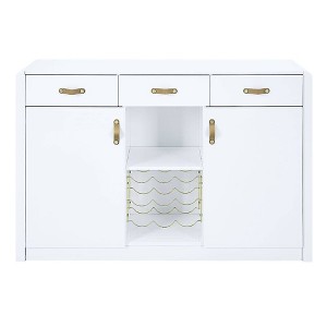 54" Paxley Kitchen and Dining Cabinet White High Gloss Finish - Acme Furniture: Wood Composite, 6 Shelves, 3 Drawers, No Tools Assembly - 1 of 4