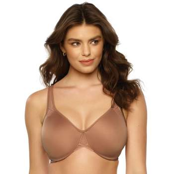 Curvy Couture Women's Solid Sheer Mesh Full Coverage Unlined Underwire Bra  Chocolate 38C