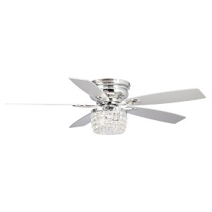 Parrot Uncle 52" Chrome Modern Crystal Ceiling Fan with Light and Remote Chrome Flush Mount Chandelier - 1 of 4